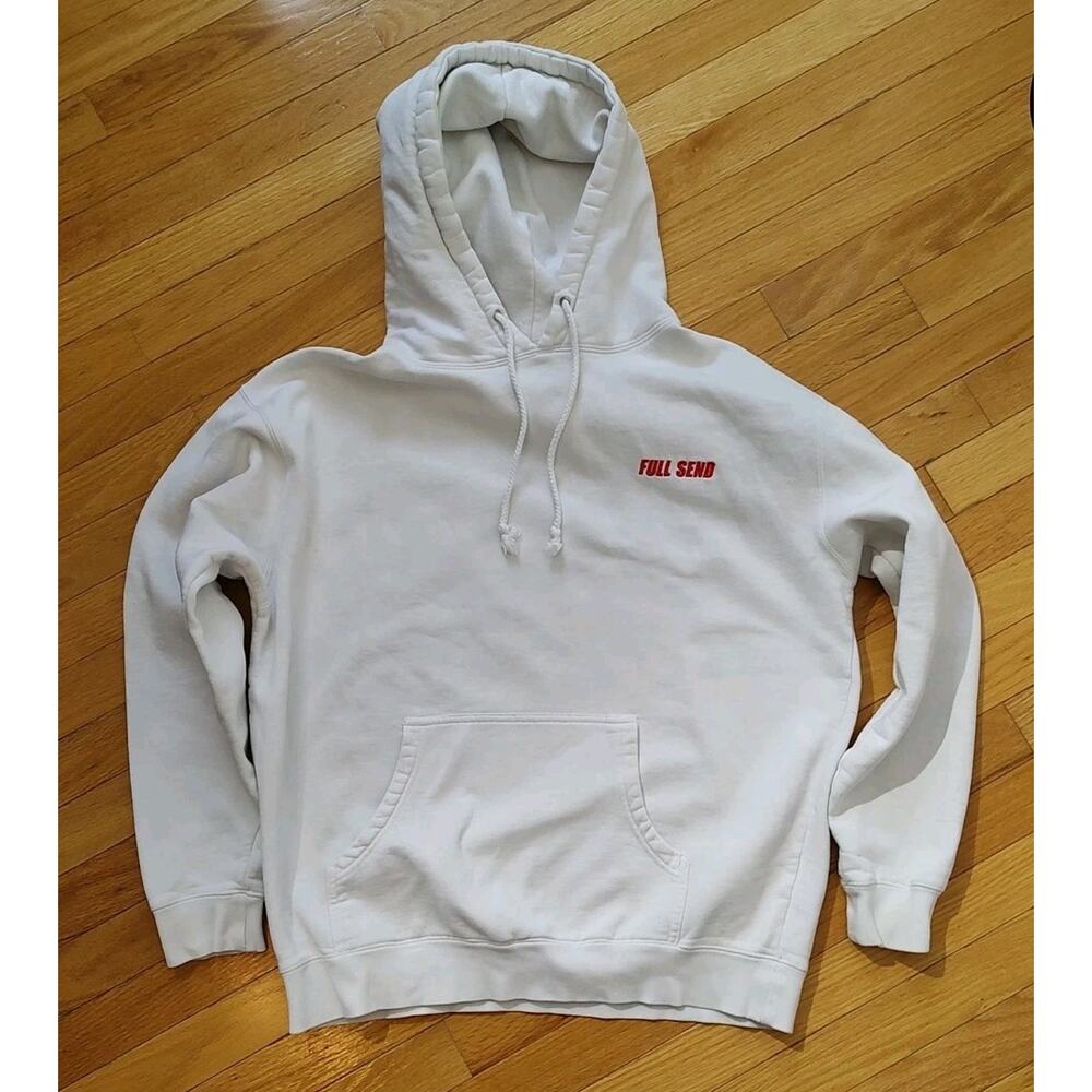 Men's Nelk Boys Full Send White Hoodie Fleece Pink Logo Nelk Boys - Large